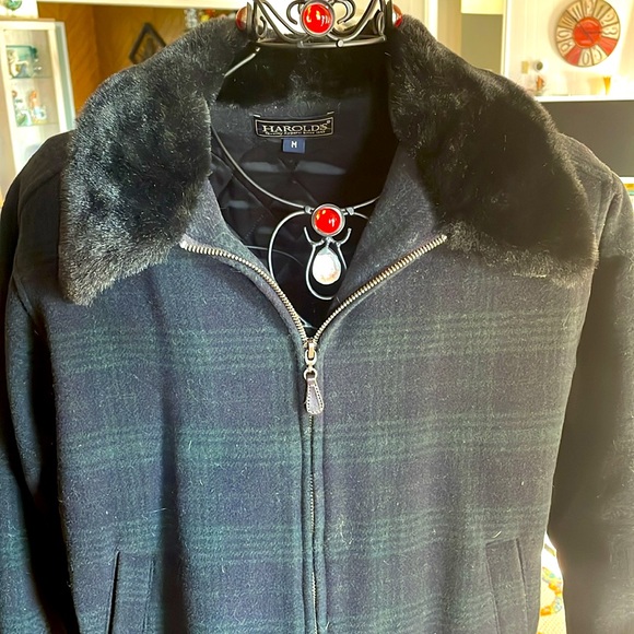 ⚔️⚔️⚔️BOGOHO ⚔️⚔️⚔️Blue and Green Plaid Wool Blend Jacket - Picture 2 of 10